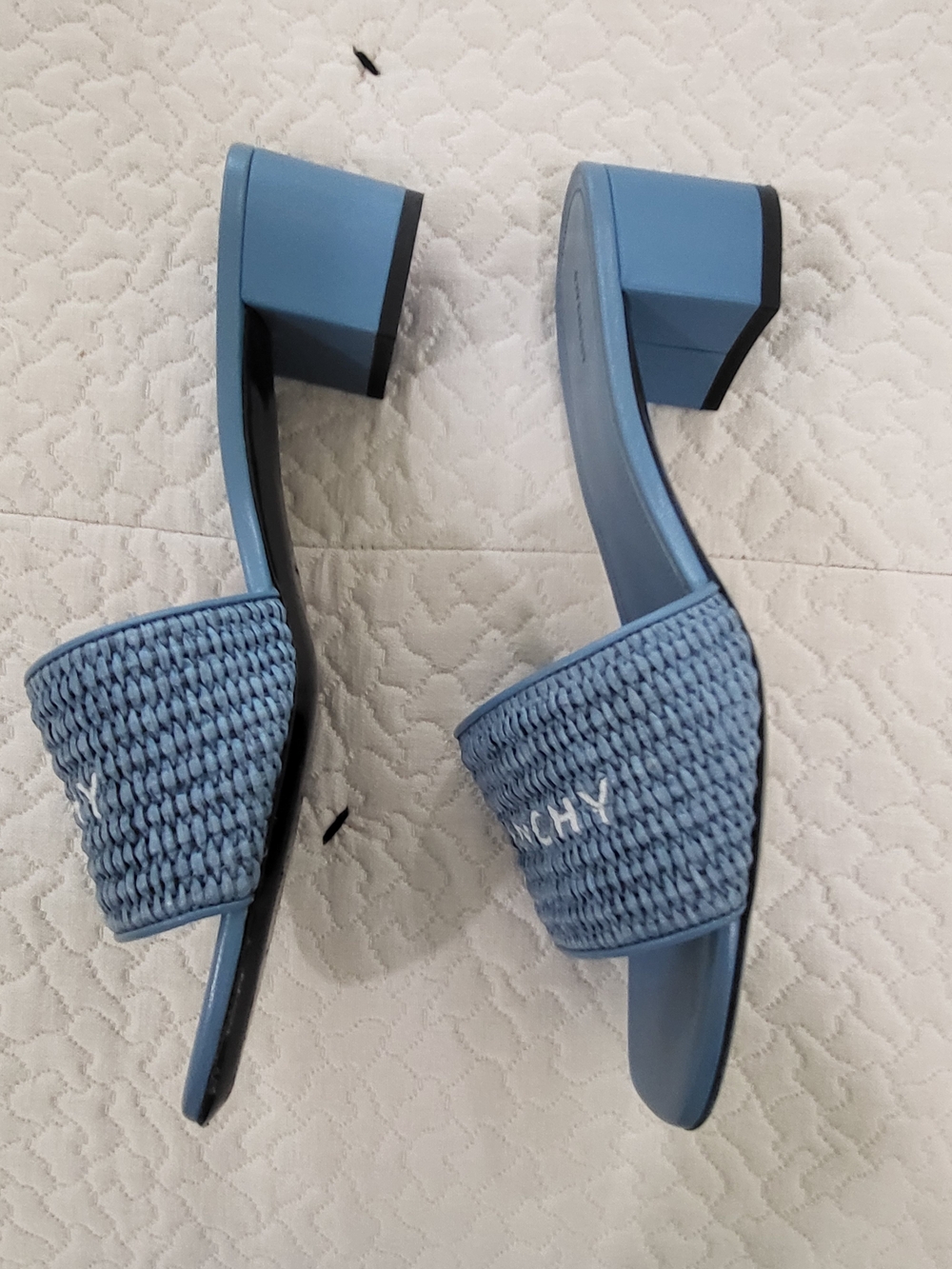 Givenchy Light Blue Woven Logo Slide Mules - Picture 2 of 5